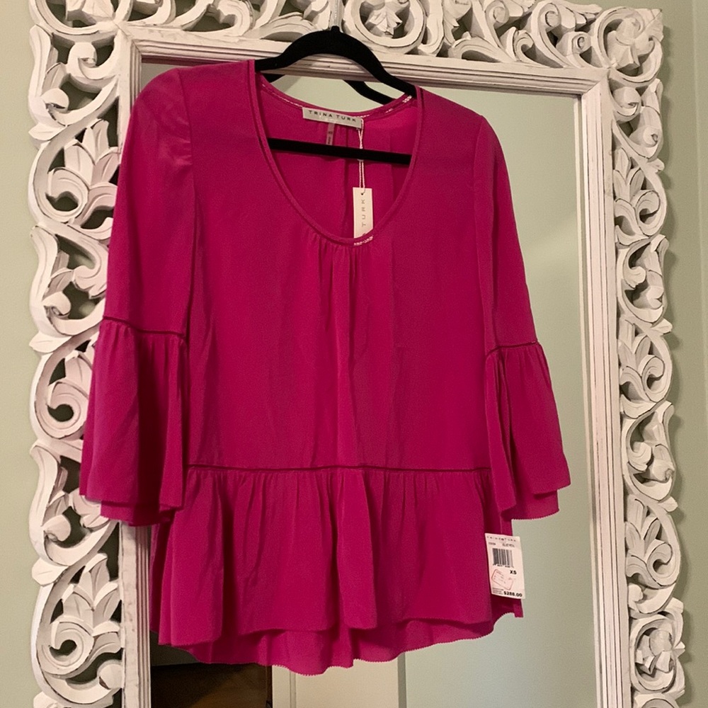 Trina Turk magenta blouse NWT